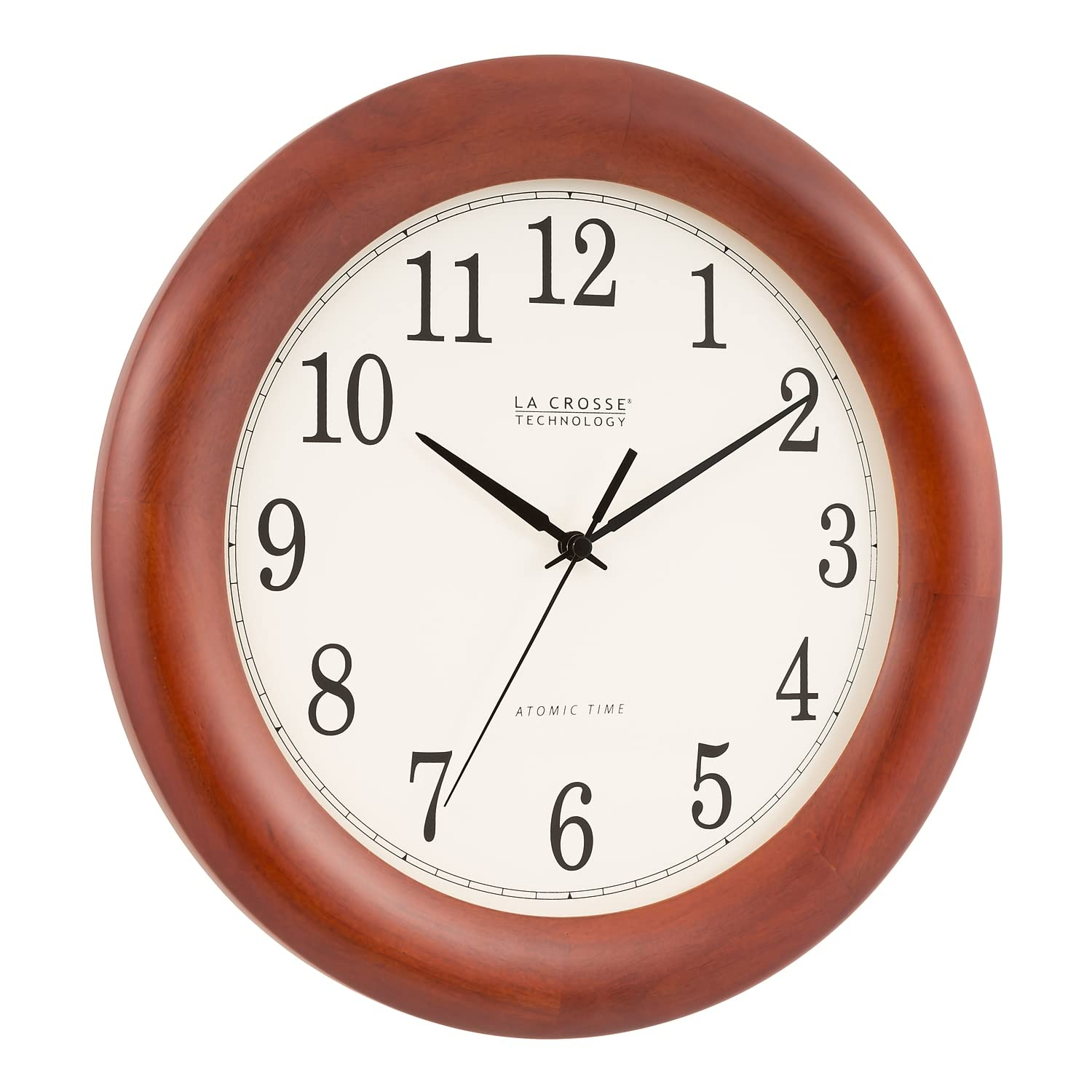La Crosse Technology 12.5-in. Cherry Finish Oak Wood Atomic Analog Wall Clock, WT-3122A