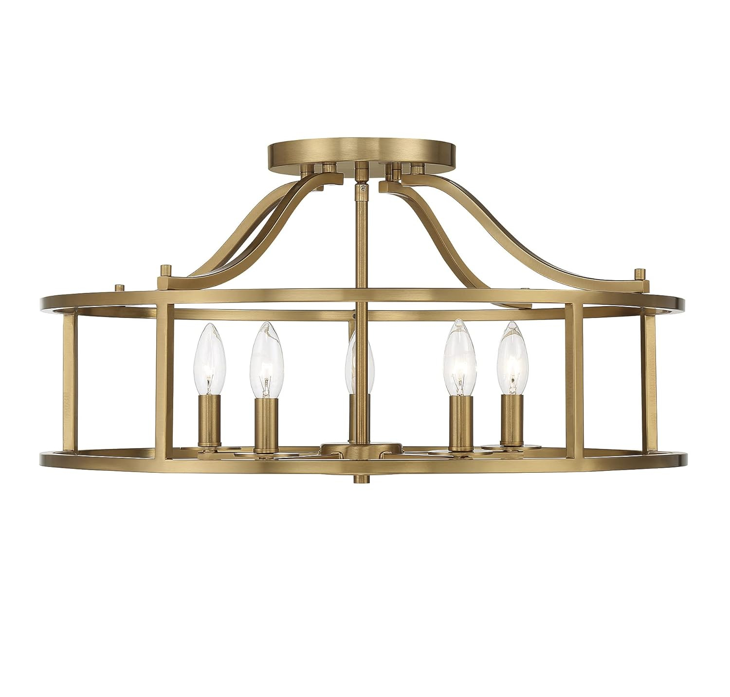 Savoy House Stockton 5 - Light Semi-Flush Mount in  Warm Brass