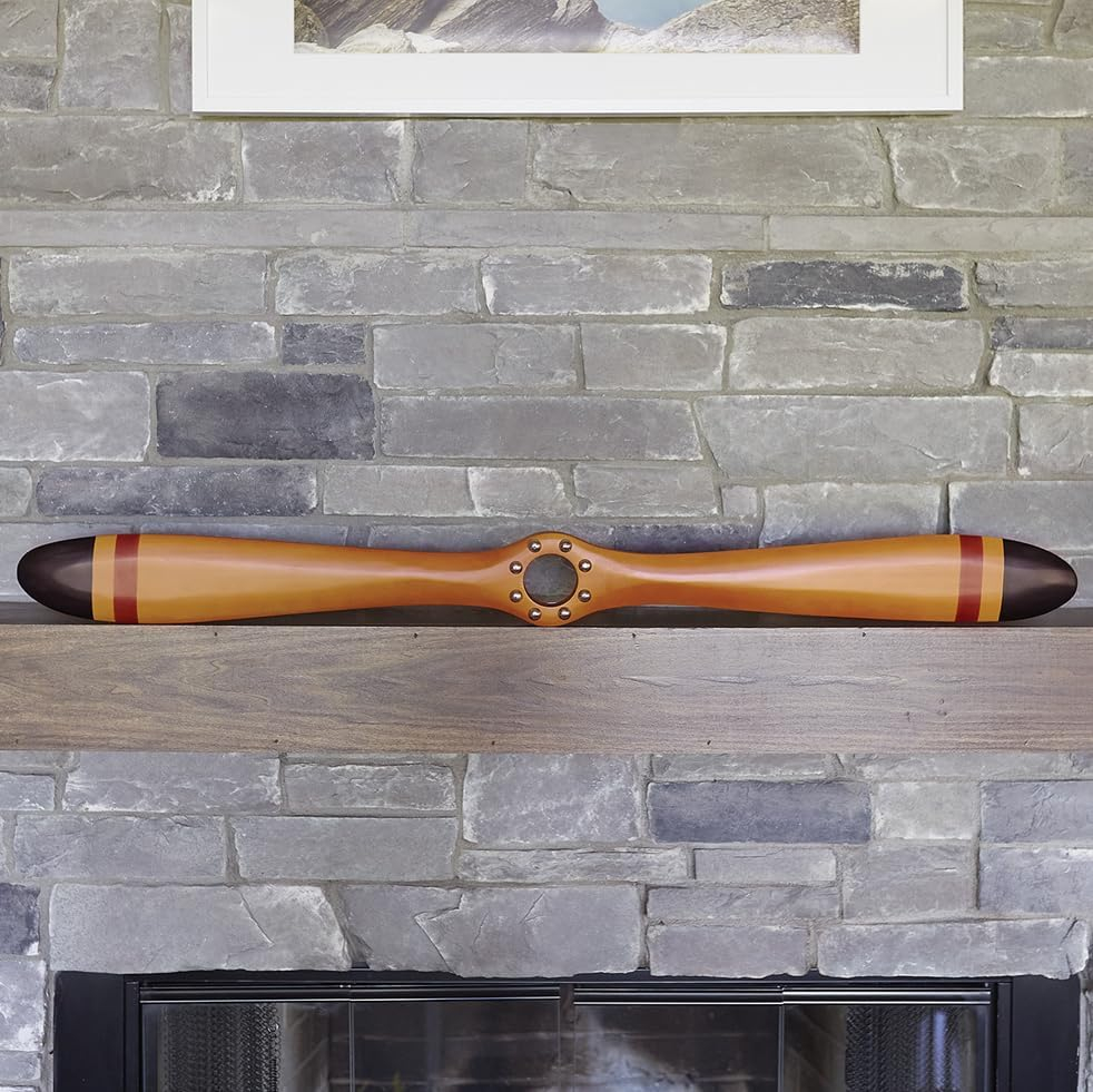 Mahogany Vintage Aircraft Wooden Propeller (46") with Detailed Center Hub Airplane Decor Antique Props