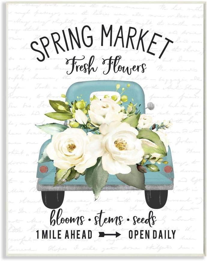 Stupell Industries Spring Market Truck With Countryside Flowers Graphic Art Unframed Art Print Wall Art, 13x19, by Lettered and Lined