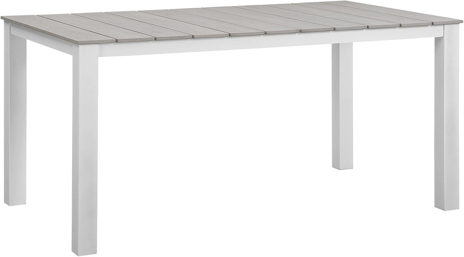 Modway Maine 63" Outdoor Patio Dining Table in White Light Gray