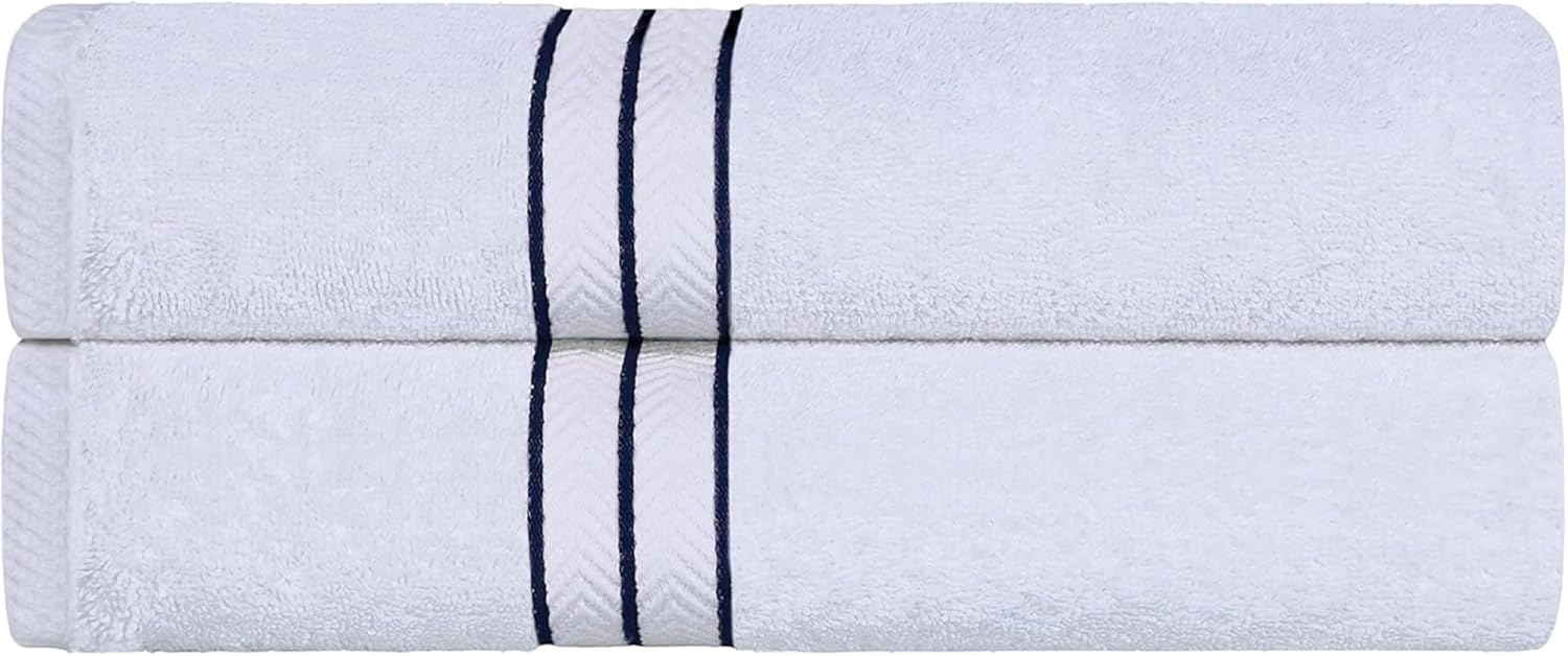 Superior Turkish Cotton Ultra-Plush 2-Piece Bath Towel Set, Towels for Shower, Bathroom, Home Essentials, Spa, Guest/Master Bath, Airbnb, Apartment, Adults and Kids, Soft Quick Drying, Navy Blue