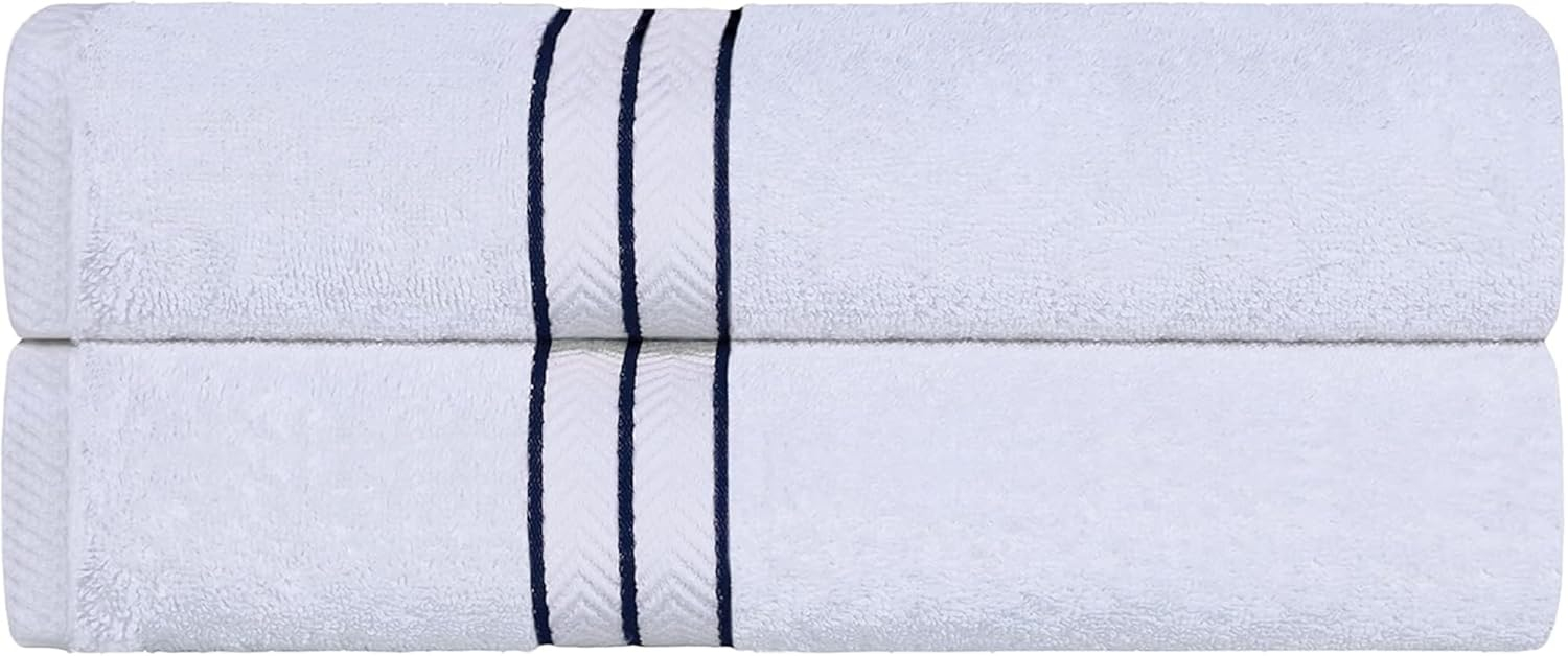 Superior Turkish Cotton Ultra-Plush 2-Piece Bath Towel Set, Towels for Shower, Bathroom, Home Essentials, Spa, Guest/Master Bath, Airbnb, Apartment, Adults and Kids, Soft Quick Drying, Navy Blue