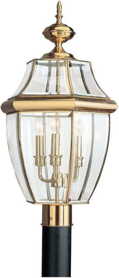 Lancaster 3-Light Outdoor Polished Brass Post Top