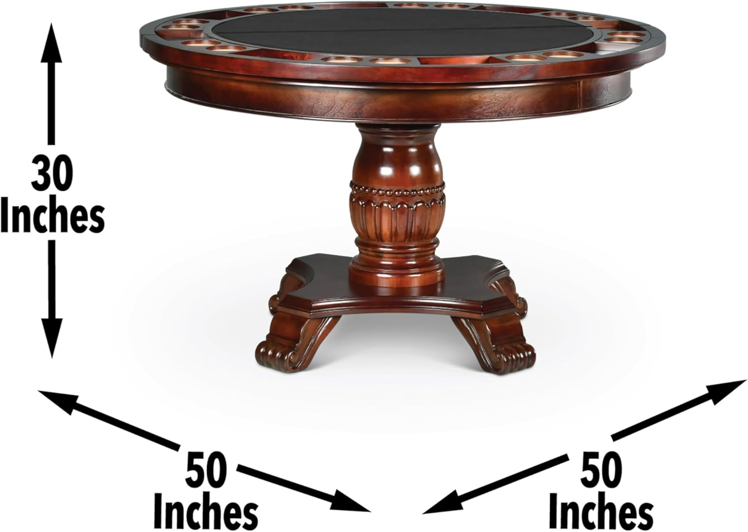 Tournament Black Top Poker Game Table in Cherry Finish