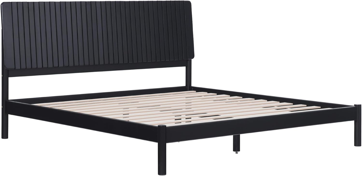 Walker Edison Transitional Solid Wood Platform King Bed - Brown