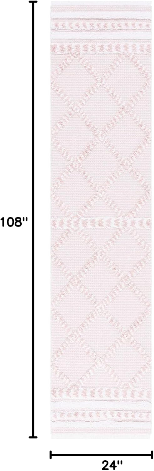 SAFAVIEH Augustine Reannon Geometric Runner Rug, Pink/Ivory, 2' x 9'