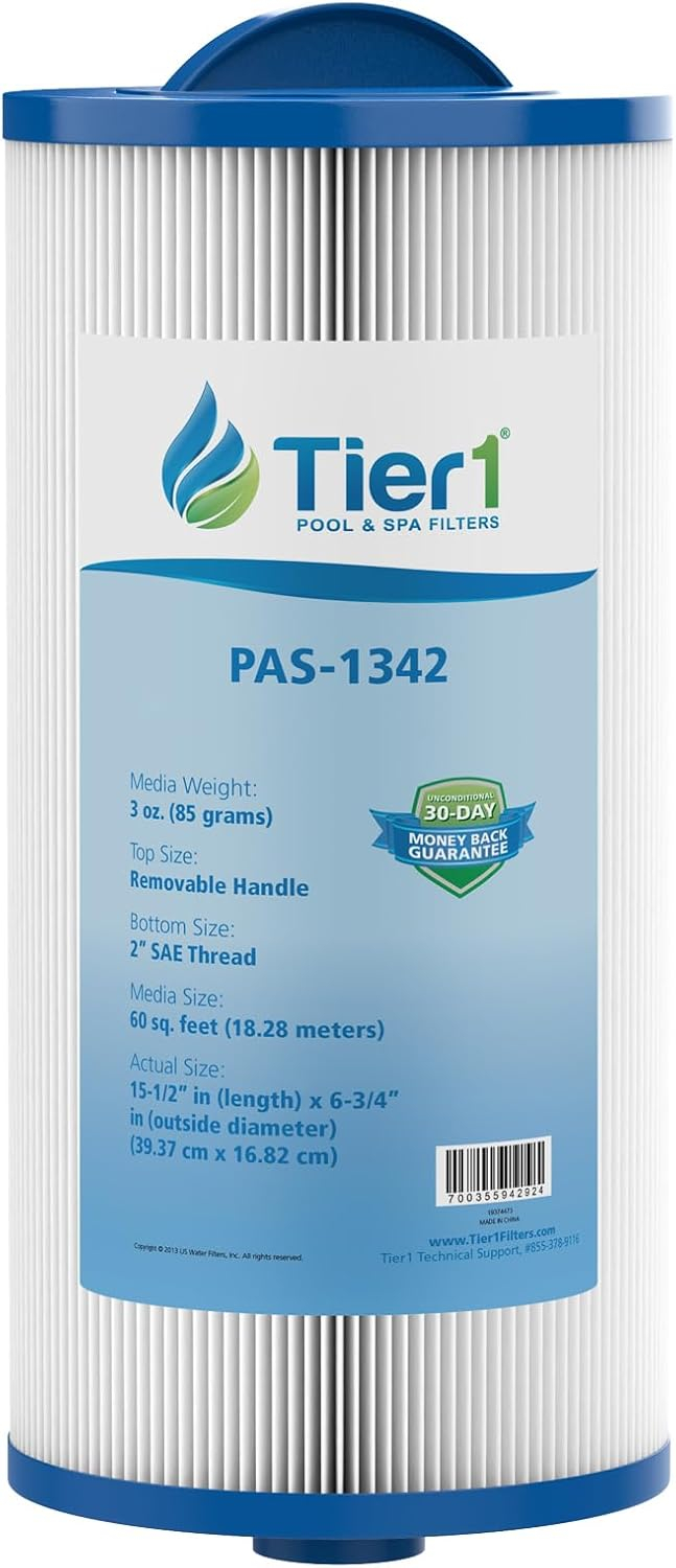 Tier1 Pool & Spa Filter Cartridge 2-pk | Replacement for Jacuzzi J300, J400, 6541-383, Pleatco PJW60TL-OT-F2S, Filbur FC-2715, Unicel 6CH-961, and More | 60 sq ft Pleated Fabric Filter Media