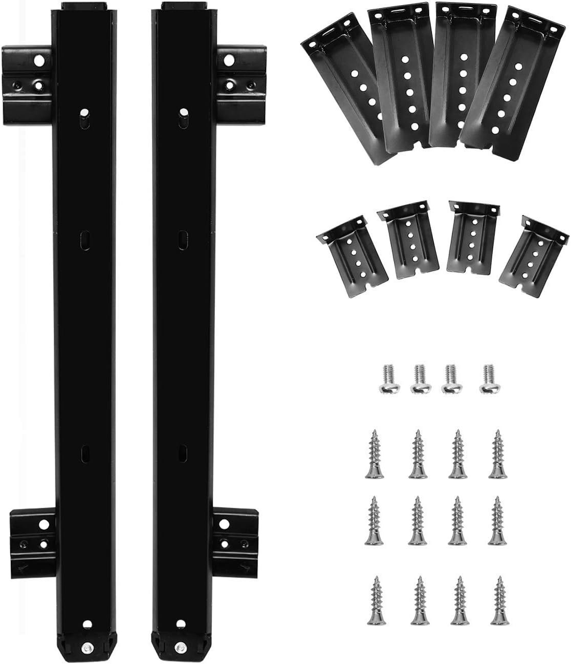 Keyboard Slide, KINJOEK 14 Inch 2 PCS Heavy Duty Ball Bearing Slides, Computer Drawer Tray Accessories, Cabinet Furniture Rails Rack with Adjustable Height Bracket and Screws, Black