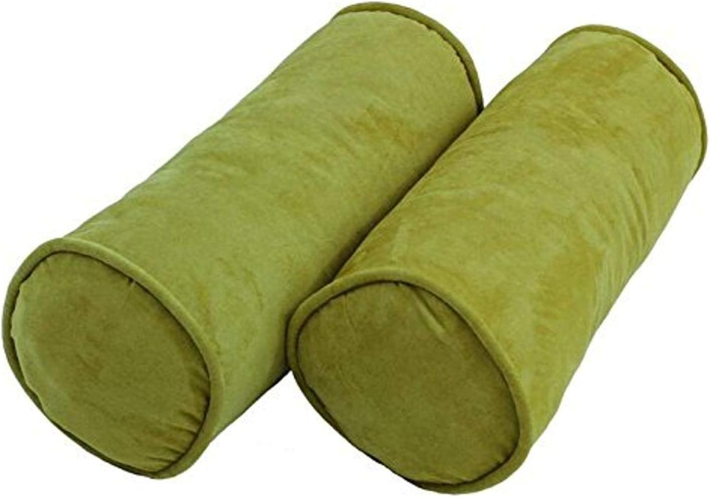 Blazing Needles 9814-CD-S2-MS-ML 20 x 8 in. Double-Corded Solid Microsuede Bolster Pillows with Inserts, Mojito Lime - Set of 2
