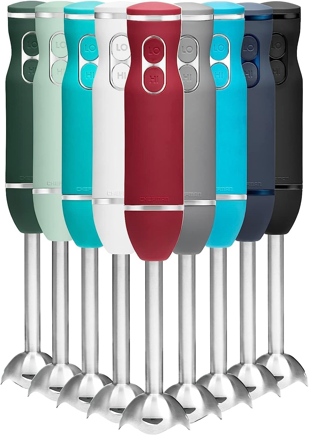 Chefman Multi-Speed Immersion Hand Blender with Stainless Steel Blades, 300W, Multi Purpose, Red