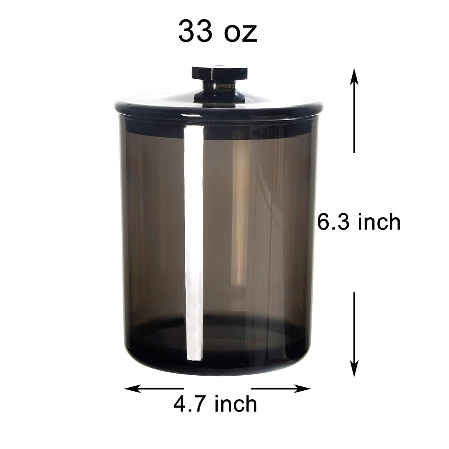 Youngever Black Plastic Apothecary Jars, Qtip Holder, Cotton Swab Holder, Bathroom Vanity Organizer for Cotton Balls, Cotton Pads, Qtips (1 Set 30 Ounce)