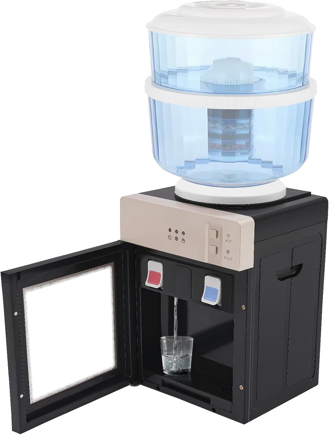 Water Dispenser, 5 Gal Electric Top Loading Countertop Water Cooler Mini Hot & Cold Water Cooler Dispenser for Bedroom, Studio, Office