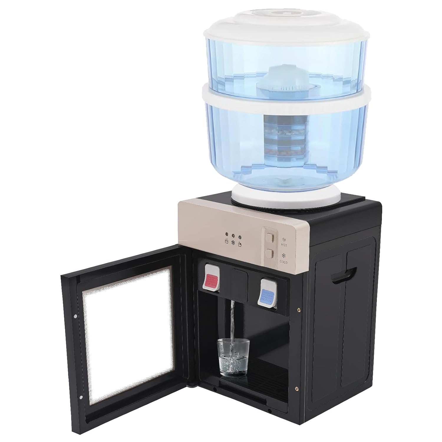 Water Dispenser, 5 Gal Electric Top Loading Countertop Water Cooler Mini Hot & Cold Water Cooler Dispenser for Bedroom, Studio, Office