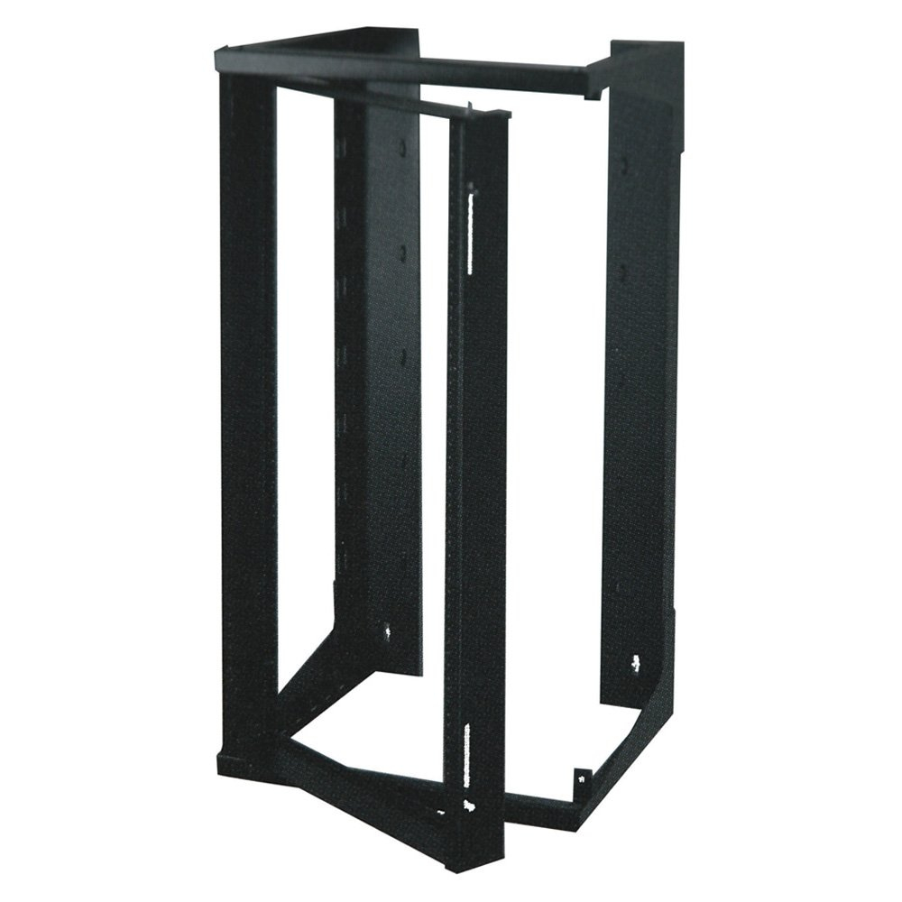 Quest Manufacturing Co. Swing-Out Open Frame Wall Rack, 25U, Black