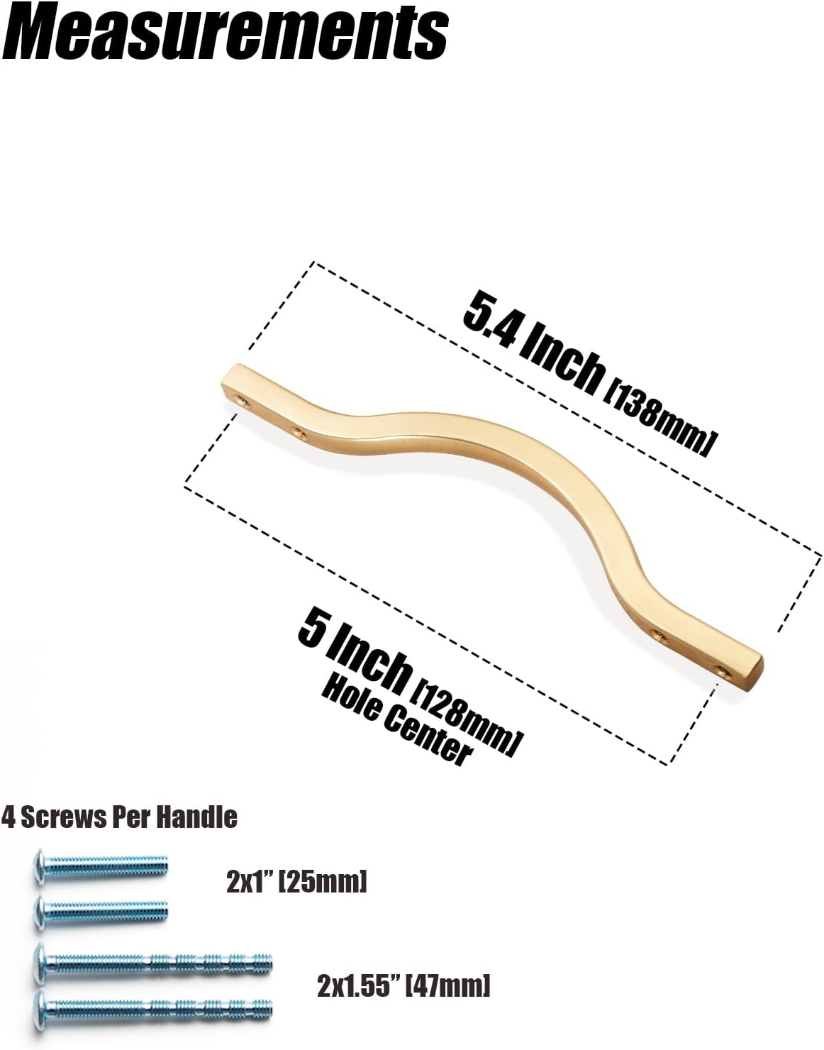 Goo-Ki Low Profile Brushed Brass Cabinet Pulls, Double Hole Centers(3.8''/5'') Zinc Alloy Handle for Drawer Cupboard Wardrobe,6 Packed