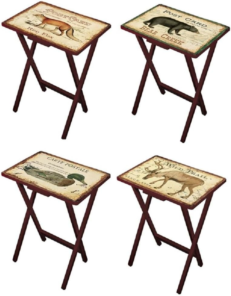 Bandejas de TV Lodgecards, juego de 4, con Soportes Marrones