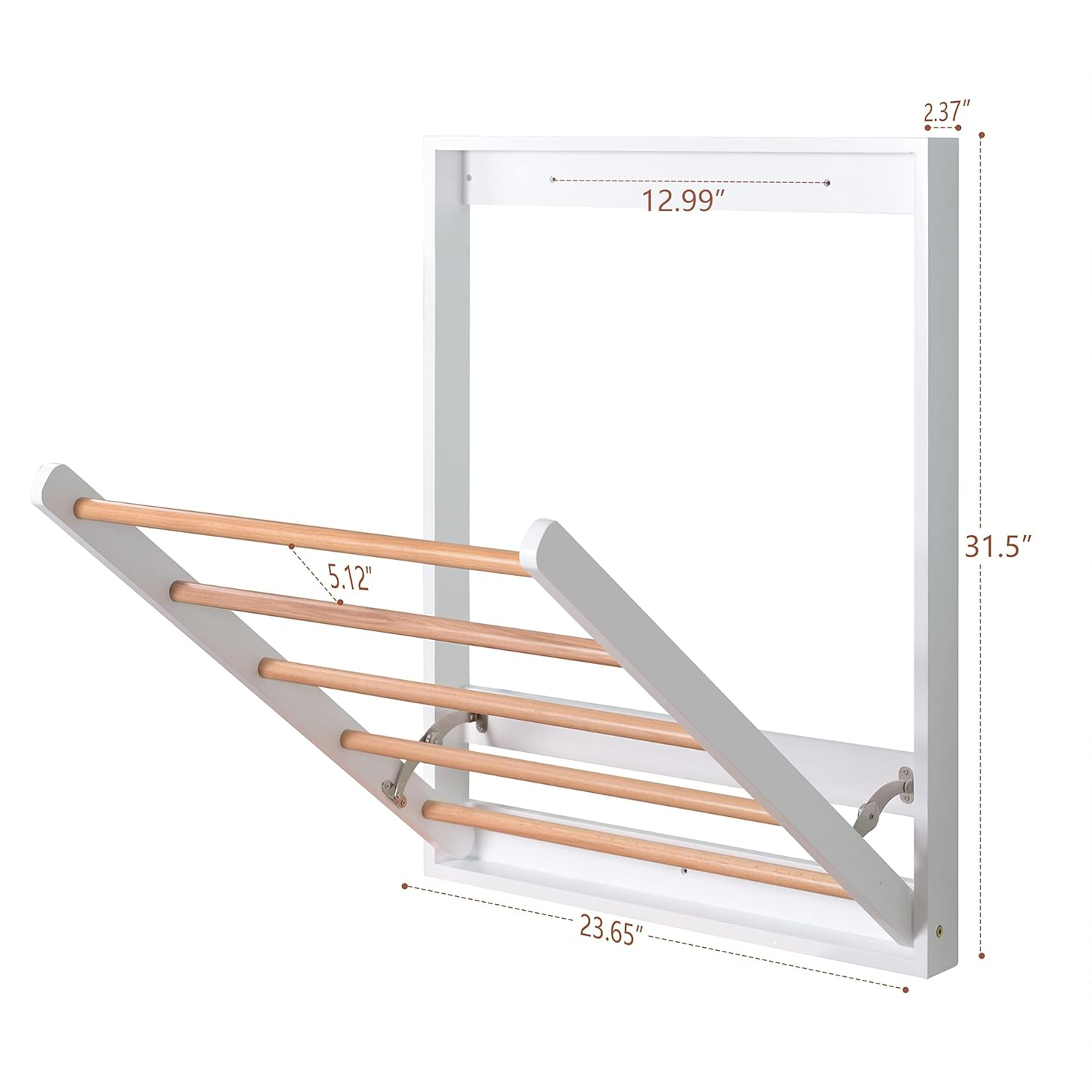Wall Mounted Clothes Drying Rack for Laundry, Foldable Wooden Clothing Dryer Racks Indoor Use