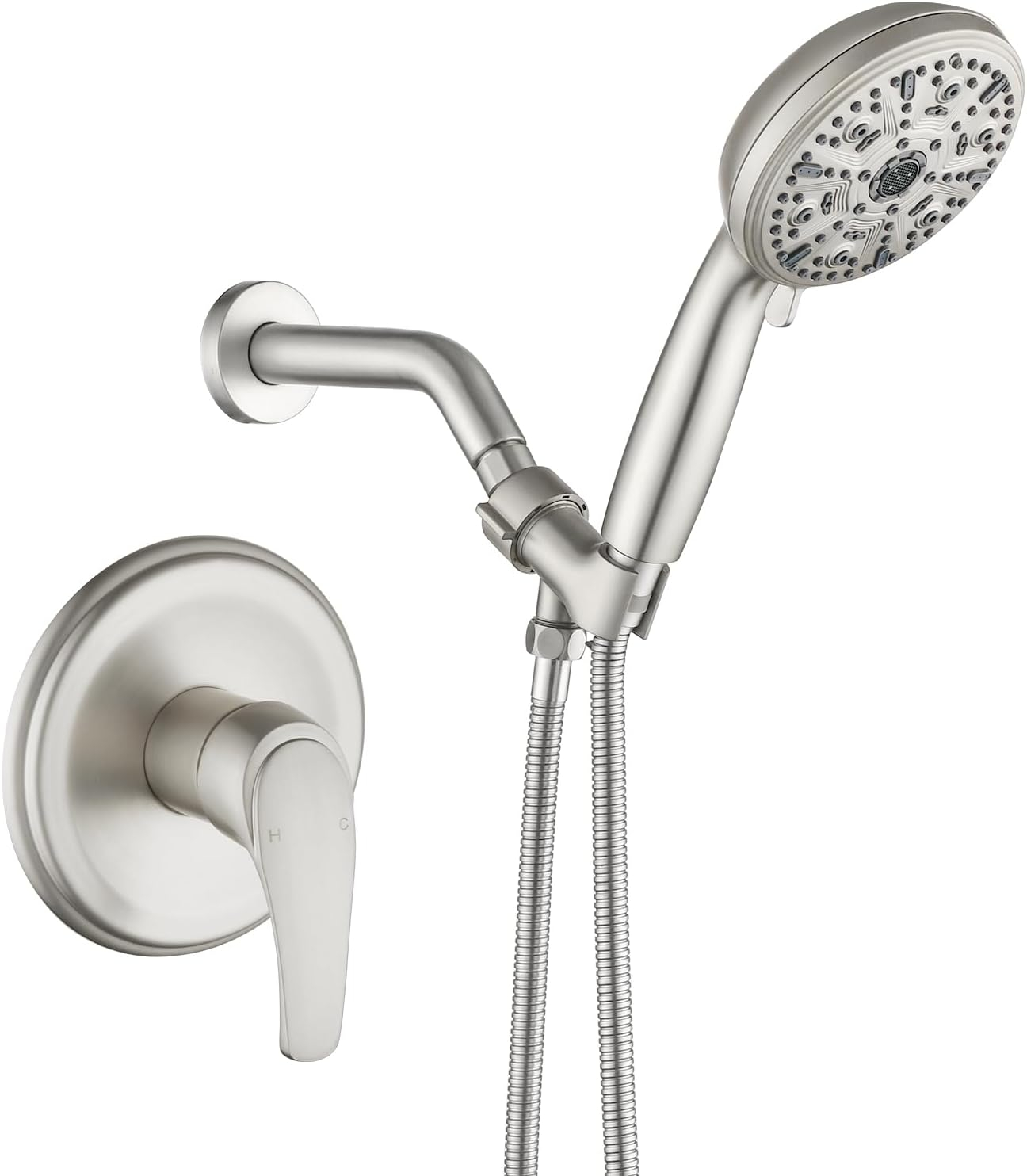 Single-Handle Shower Faucet Set Shower Kit with Valve Shower Trim Kit with 10 Spray Handheld Shower Head System Shower Valve and Trim Kit Brushed Nickel Shower Fixtures