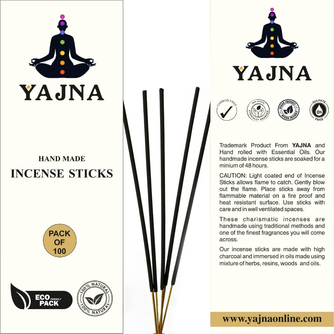Yajna-Frankincense-and-Myrrh 100%-Natural-Handmade-Hand-Dipped-Incense-Sticks Organic-Chemicals-Free for-Purification-Relaxation-Positivity-Yoga-Meditation The-Best-Woods-Scent (500 Sticks (750GM))