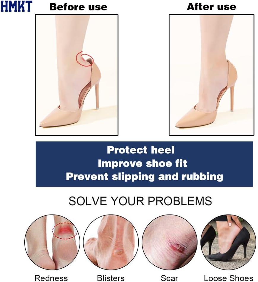 Heel Grips Liner Cushions Inserts for Loose Shoes Heel Pads and Metatarsal Pads for Shoes Too Big Women Men Prevent Heel Pain Blisters (Beige+Black)