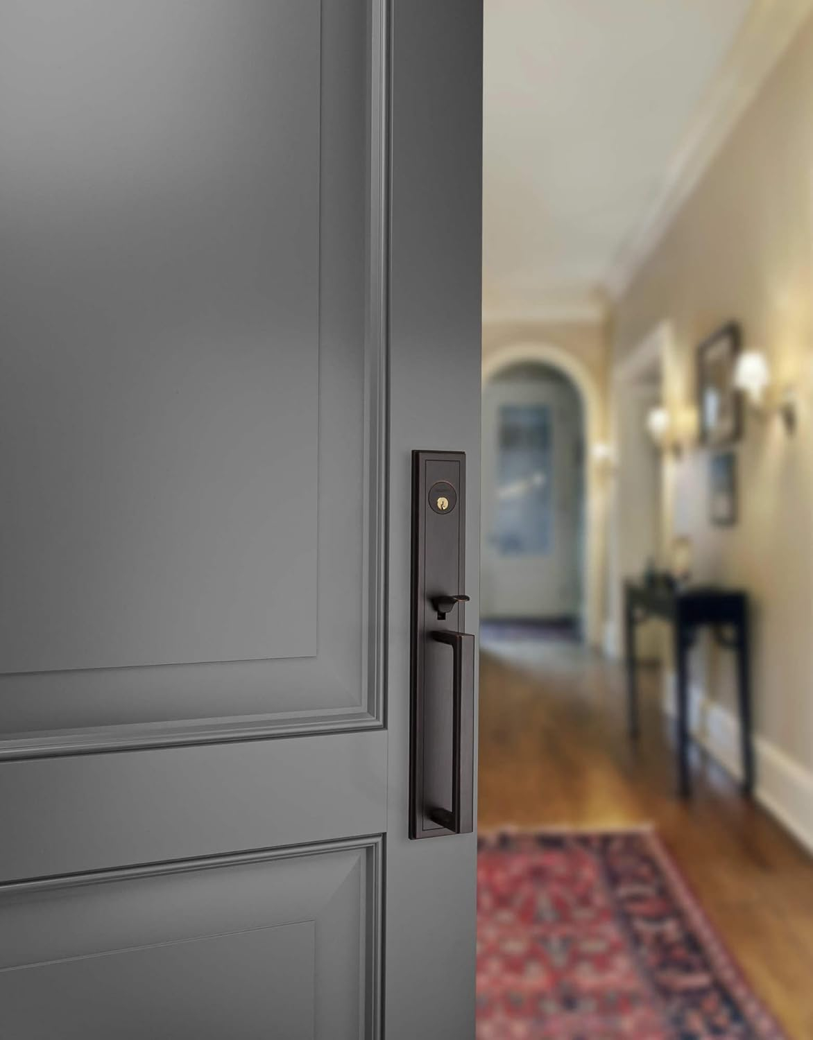 Baldwin 85311.ENTR Hollywood Hills Full Plate Single Cylinder Door Handleset with Interior K008 Knob and Emergency Egress Function - Polished Chrome