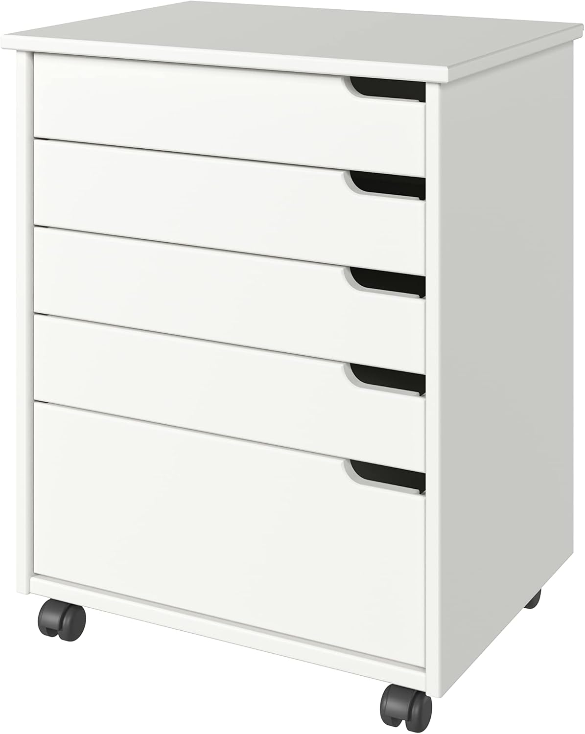 Adeptus Original Euro Roll Cart, Solid Wood, 4+1 Drawer Extra Wide Drawers Roll Carts, White