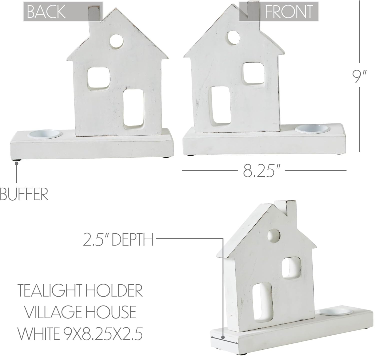 Tealight Holder Village House White 9x8.25x2.5