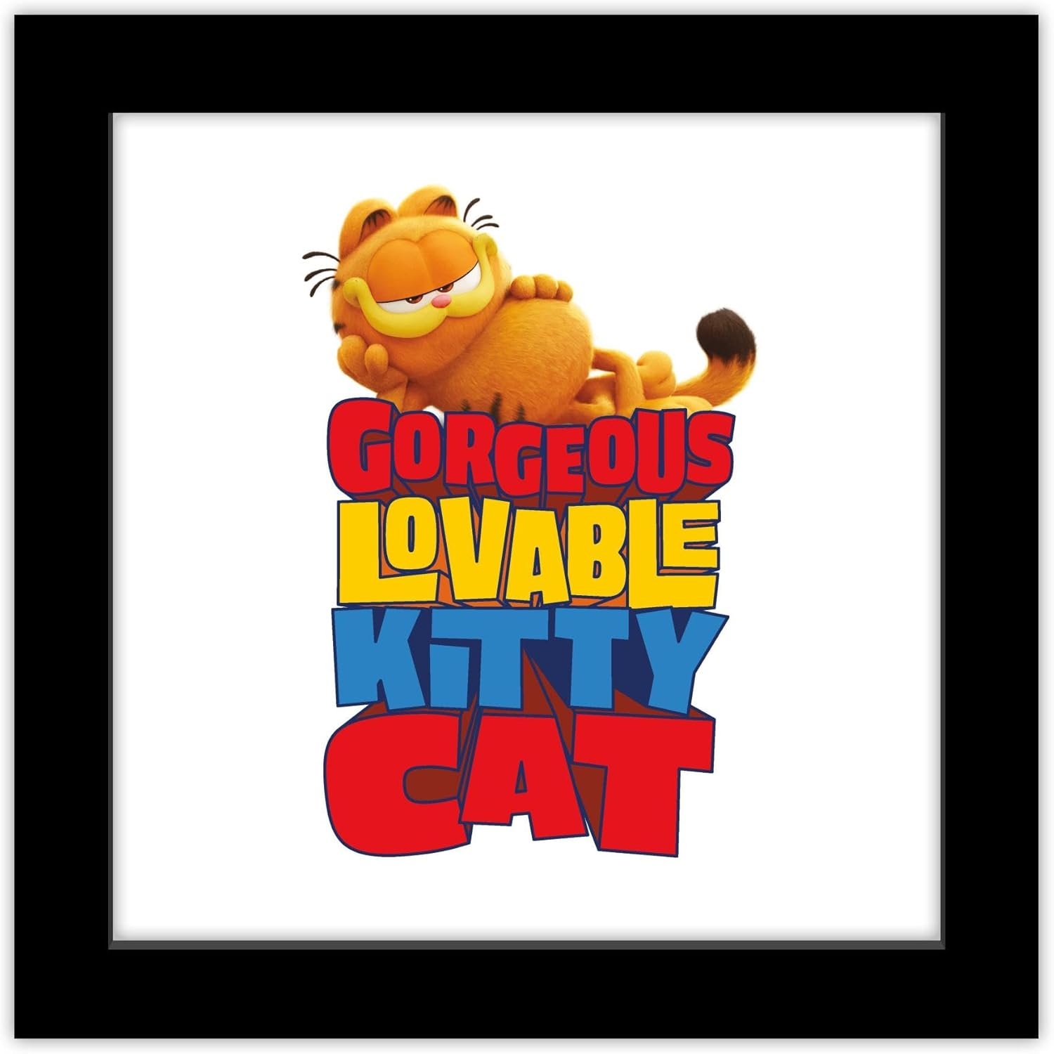Gallery Pops The Garfield Movie - Gorgeous Lovable Kitty Cat Wall Art, Black Framed Version, 12" x 12"