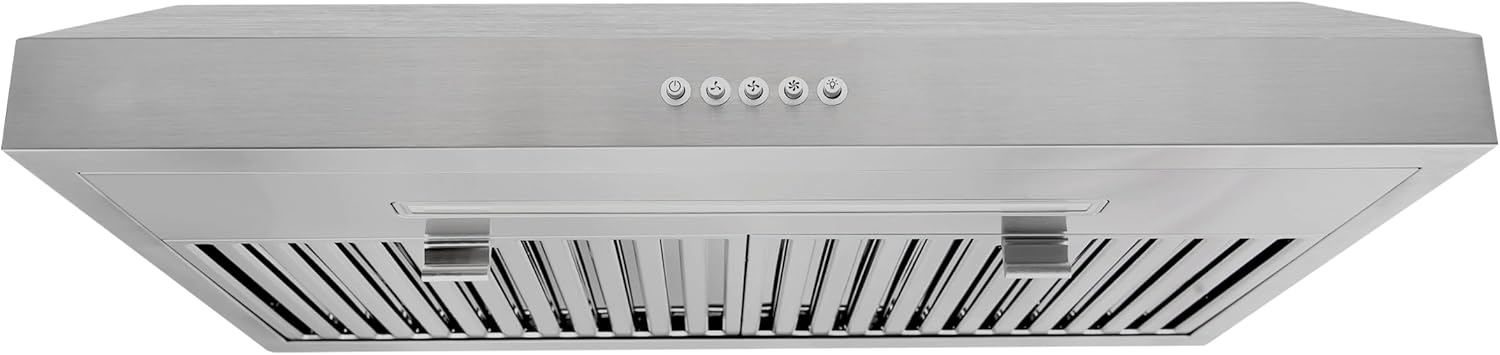 Vesta Charlotte 500cfm Under Cabinet Range Hood With 3 Levels Of Speed, Mechanical Buttons Control, Dishwasher Friendly Baffle Filters, Flexible Vent Connectors, Long LED Stripe