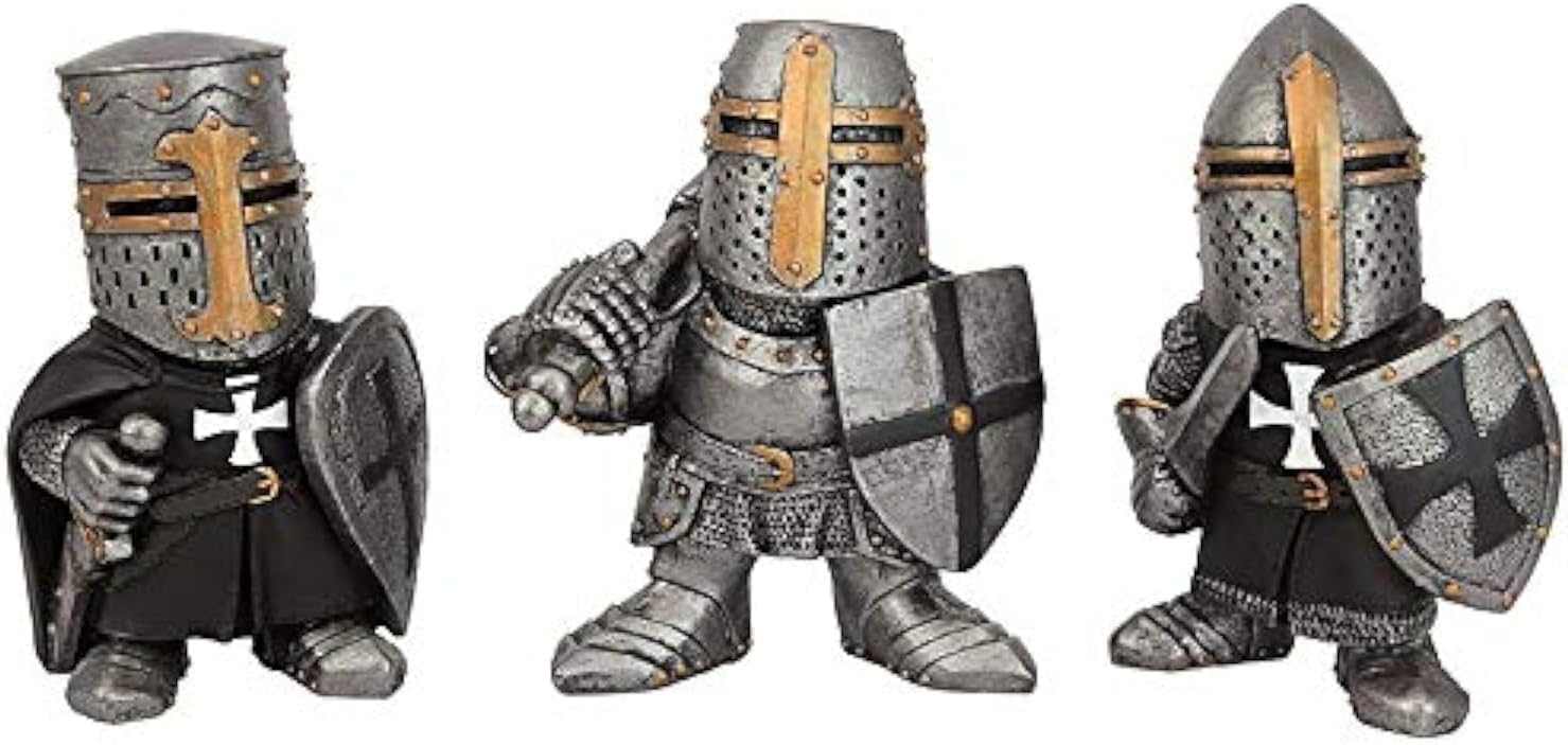 Design Toscano Wee Medieval Crusader Knights of The Gothic Realm Statue Set of Three