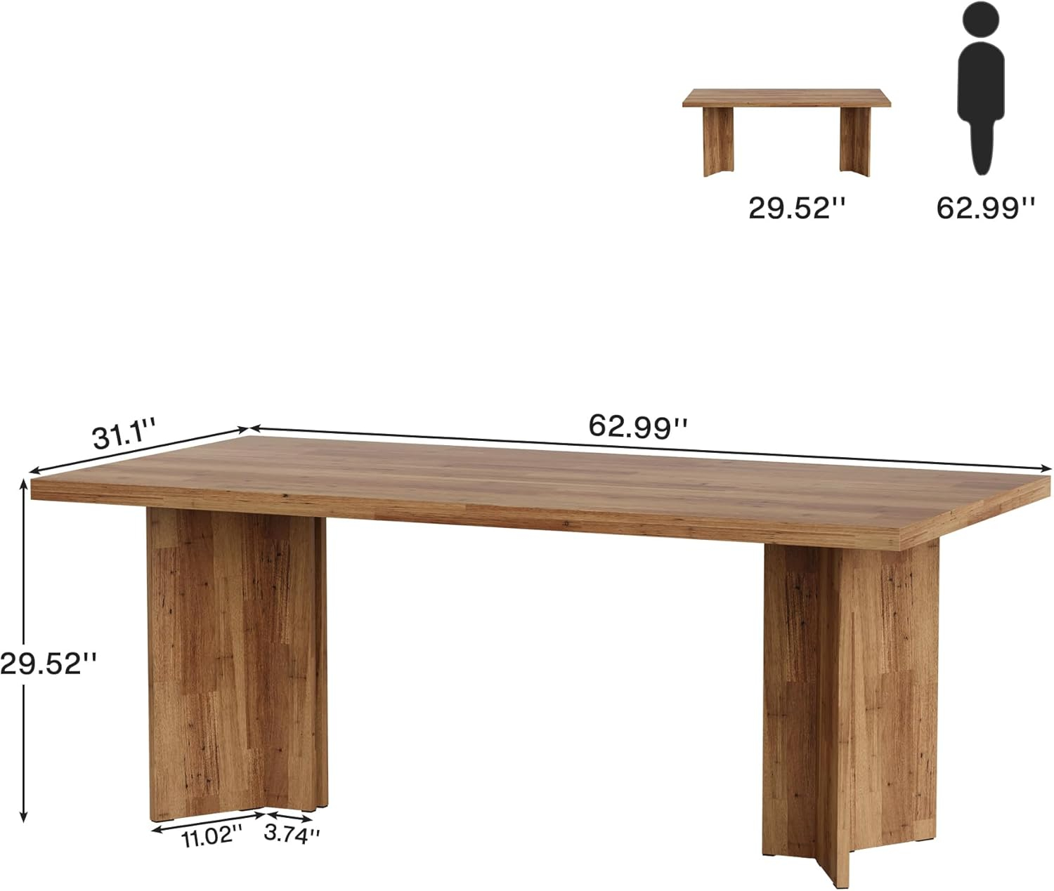 Walnut Brown 63" Adjustable Height Executive Wood Desk