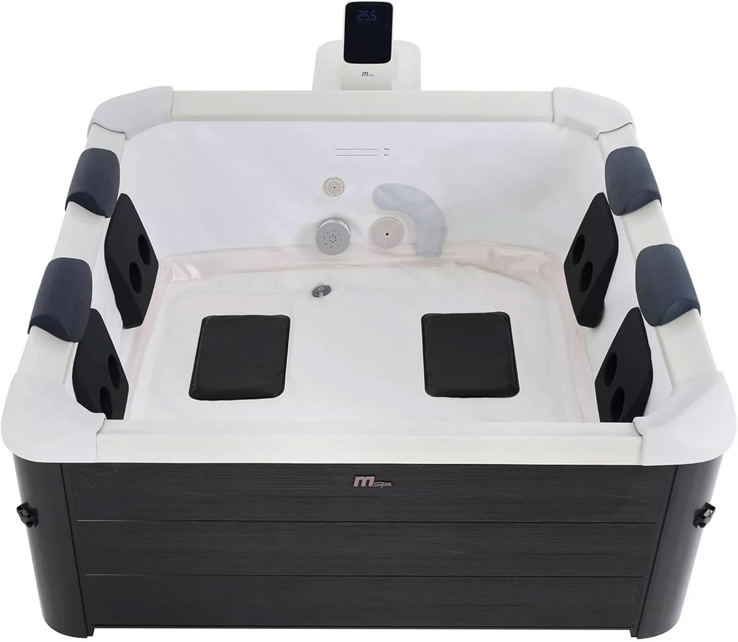 Open Box MSpa Oslo 6 Person Squared Hot Tub w/Hydro Massage Jets & LED Strip