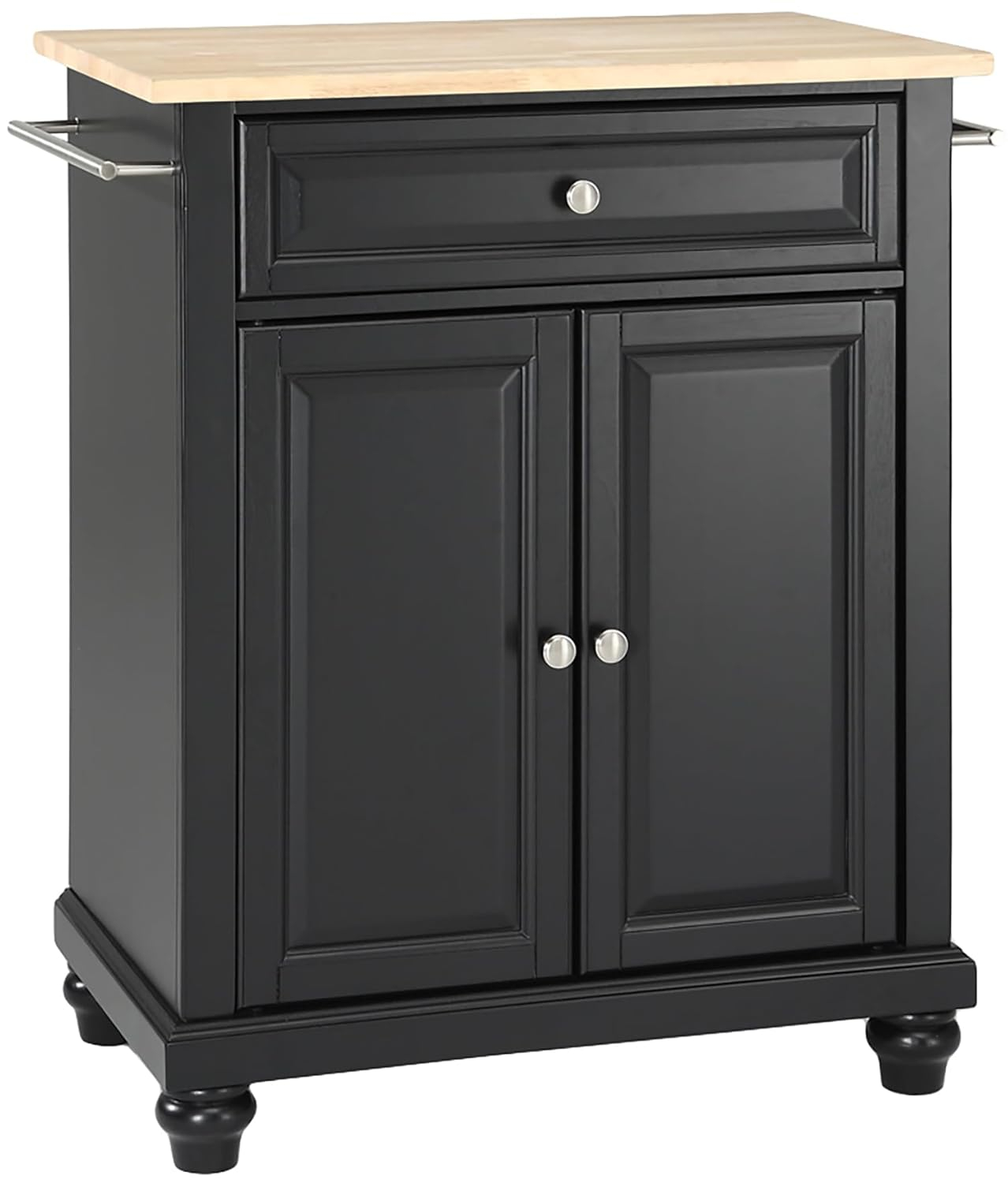 Crosley Brands Cambridge Wood Top Portable Kitchen Island/Cart Black/Natural