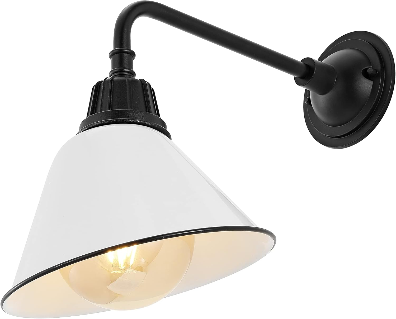 Croydon 9.63" 1-Light Farmhouse Industrial Indoor/Outdoor Iron LED Gooseneck Arm Outdoor Sconce, White