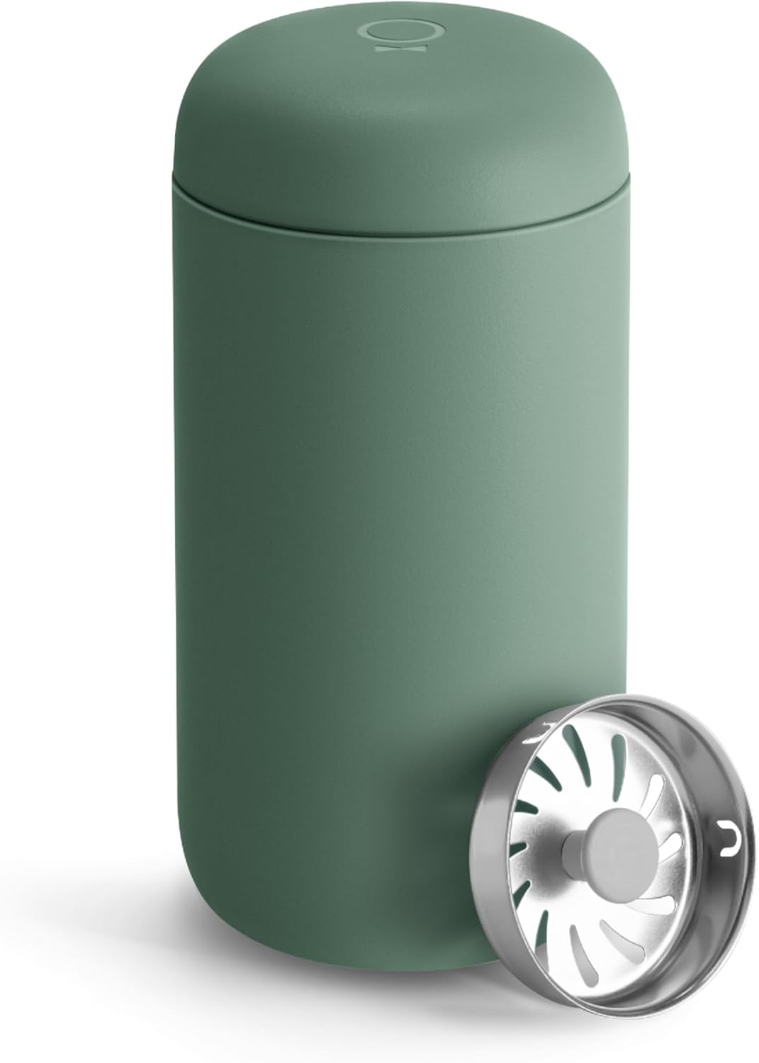 Fellow 12 oz Carter Move Travel Mug - Vacuum-Insulated Stainless Steel Travel Coffee Mug - Coffee Tumbler with Ceramic Interior and Splash Guard - Cargo Green