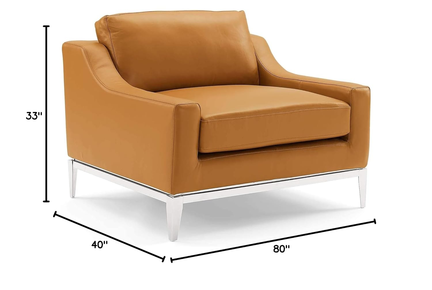 Modway Harness Stainless Steel & Leather Arm Chair in Tan (Set of 2)