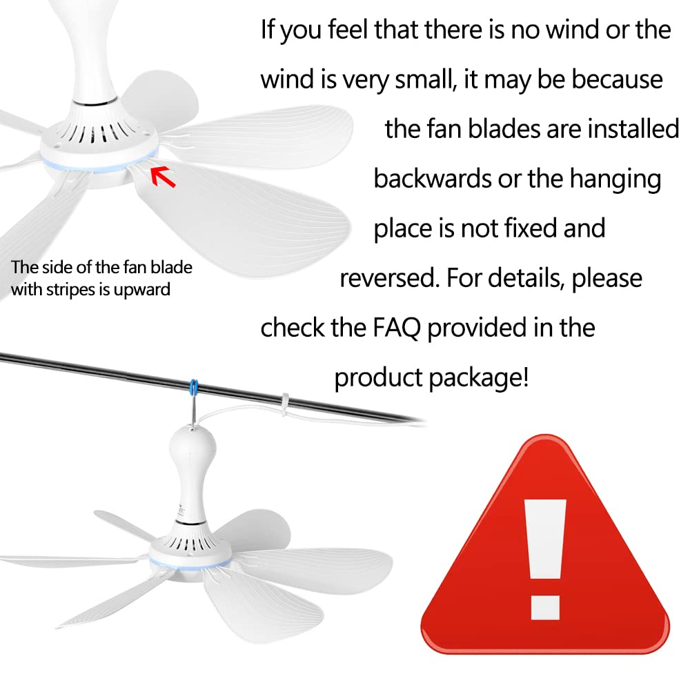 USB Mini Small Ceiling Fan quiet Camping RV Fans Emergency Portable Outdoor Hanging Gazebo Canopy Dorm Fans Silent For Tent,Hiking,Outages Home Room with Remote Battery operated,Power Bank powered