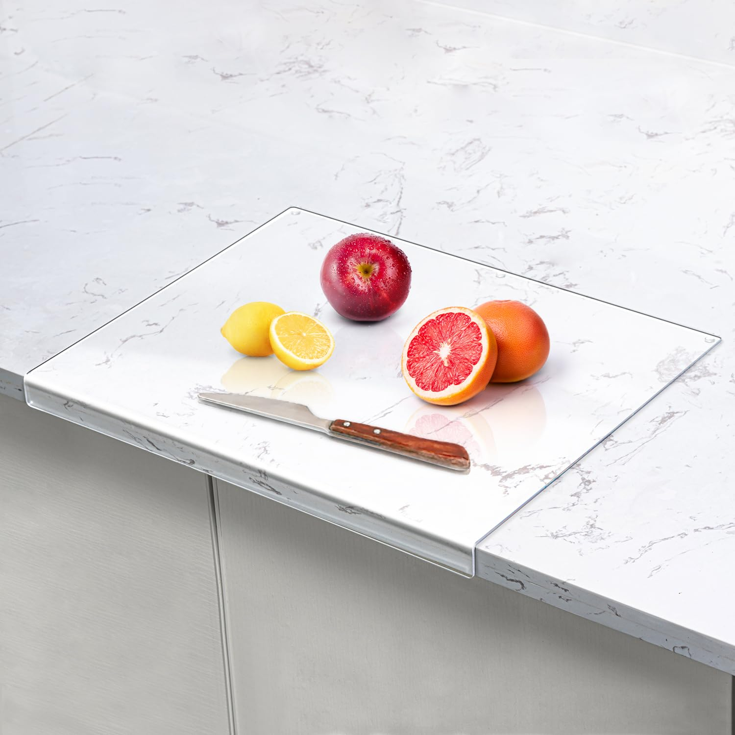 Clear Acrylic Rectangular Non-Slip Cutting Board with Counter Lip