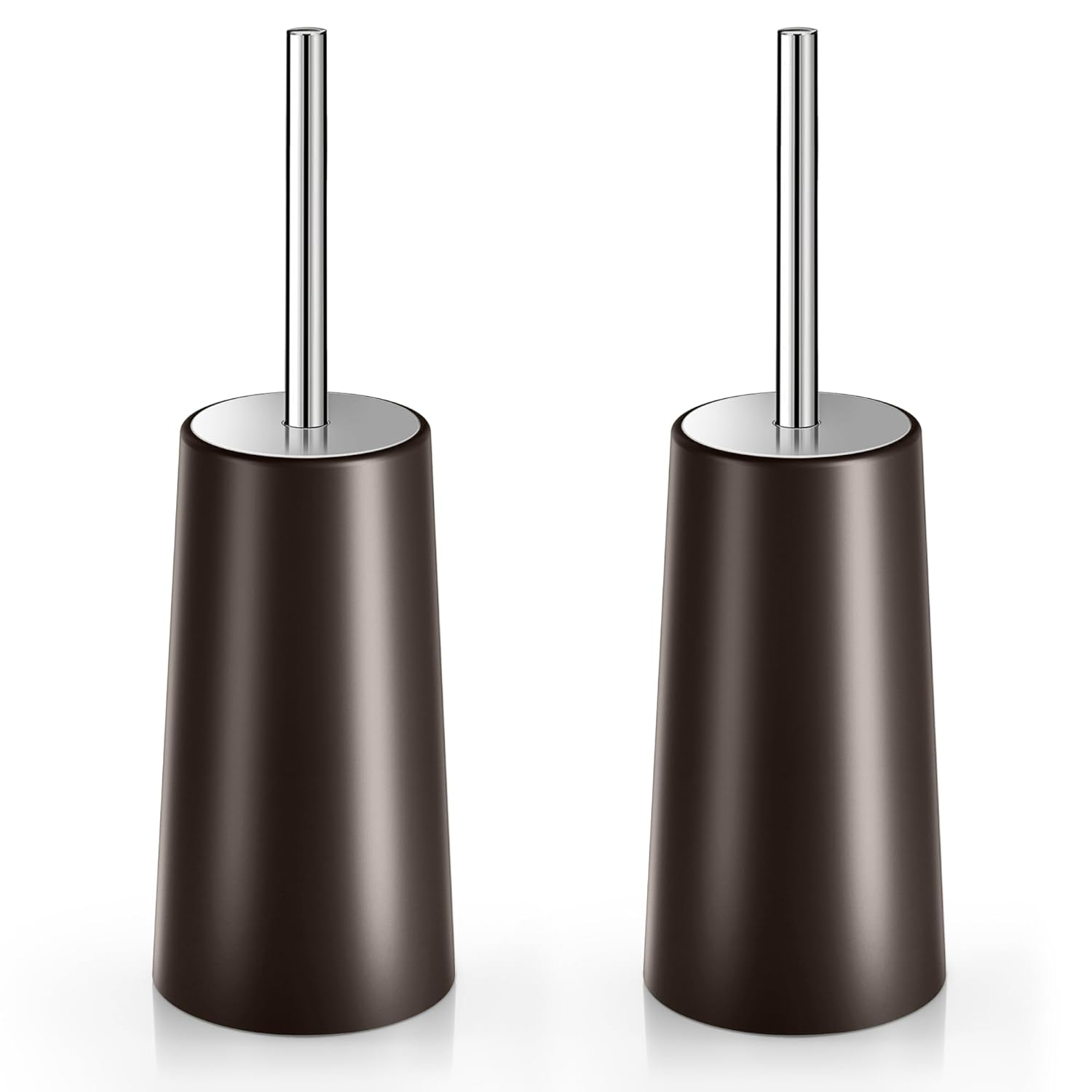 Toilet Brush and Holder, 2 Pack Toilet Brush with 304 Stainless Steel Long Handle, Toilet Bowl Brush for Bathroom Toilet-Ergonomic, Elegant,Durable (Bronze)