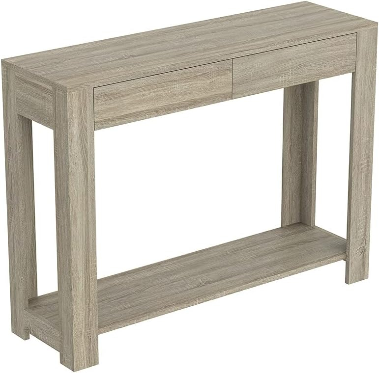 Safdie & Co. 40"L 2-Drawers 1-Shelf Console Table in Dark Taupe