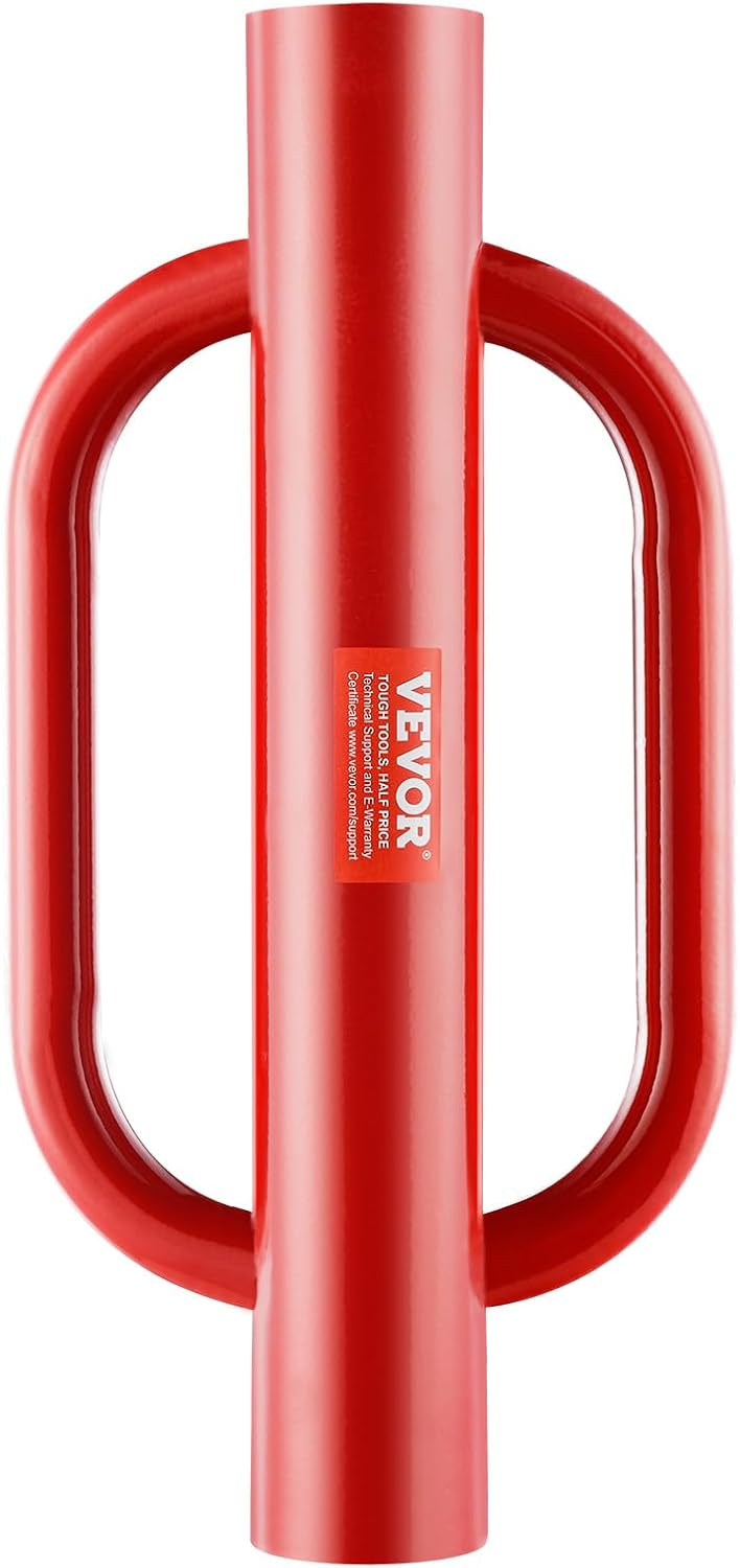 VEVOR Fence Post Driver with Handles, 4.11 in Inner Diameter T Post Pole Pounder, 22LB Heavy Duty Carbon Steel Hand Post Rammer, Farm Fencing Hole Digger for U Channel, Sign Pole, Wooden Post, Red