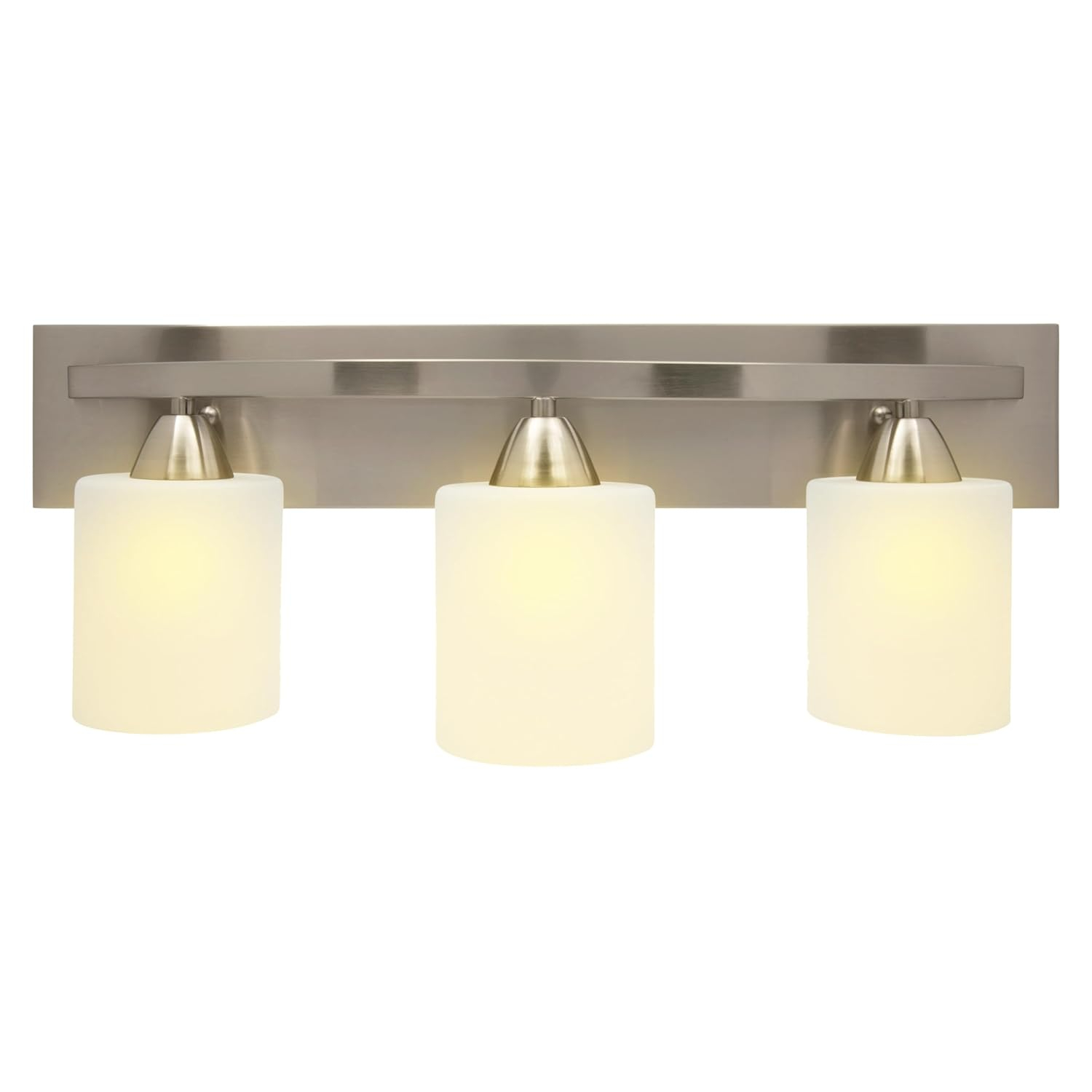 Dorence Bathroom Vanity Light Bar - Modern Glass Shade, Brushed Nickel Finish, 3 Lights, E26 100W LED - Ideal Bathroom Lights Fixtures for Over Mirror and Vanity
