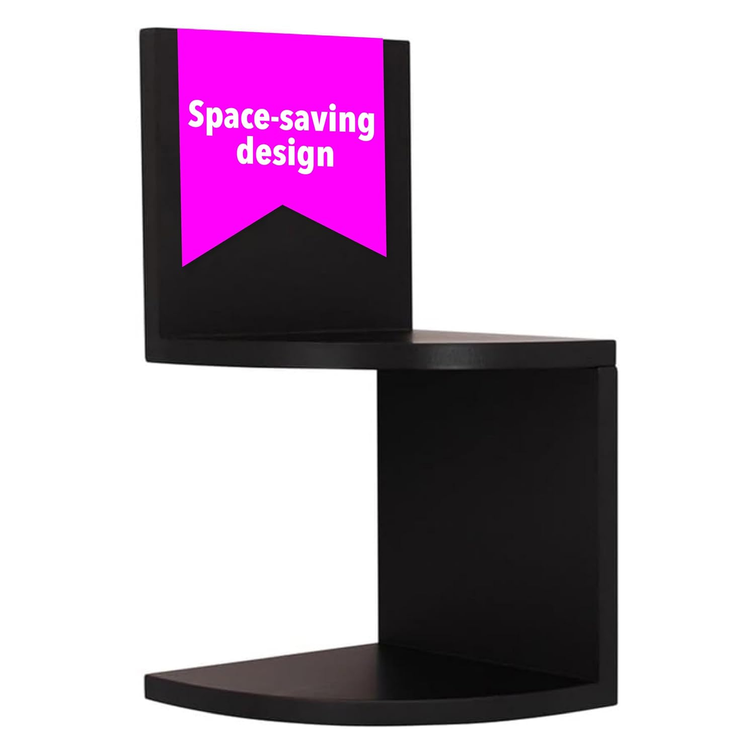 Black Wood Floating Corner Shelves Set for Wall