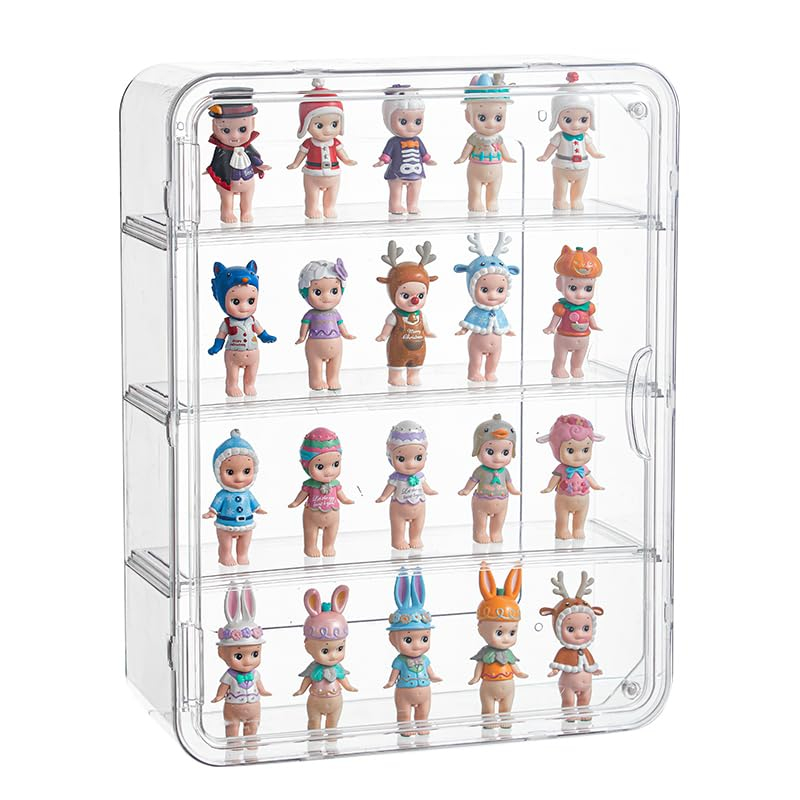 Clear Acrylic Display Case with Two Display Shelves for Figures, Dustproof Storage Organizer Box with Magnetic Door, Acrylic Collectibiles Showcase