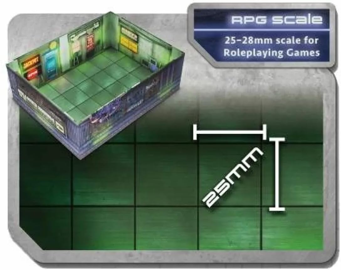 Gale Force Nine Tenfold Dungeon Cyberpunk City Modular Roleplaying Terrain Set with Quick Setup and 1 x 1-Inch Scale