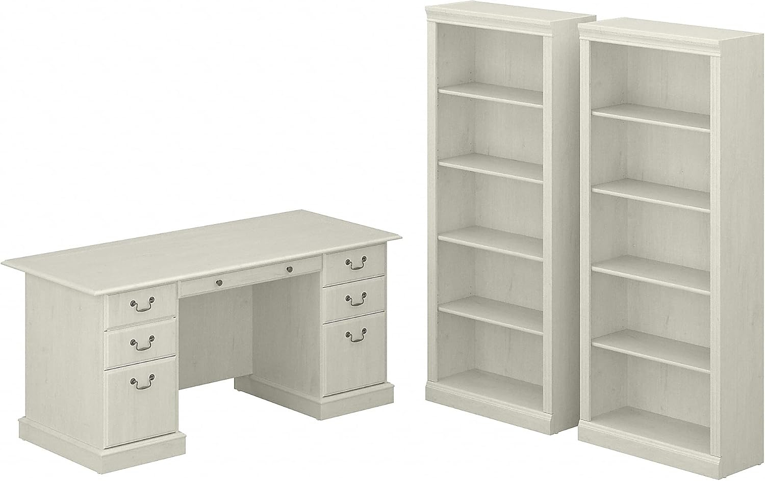 Bush Furniture Saratoga Executive Desk and Two 5 Shelf Bookcases in Cherry