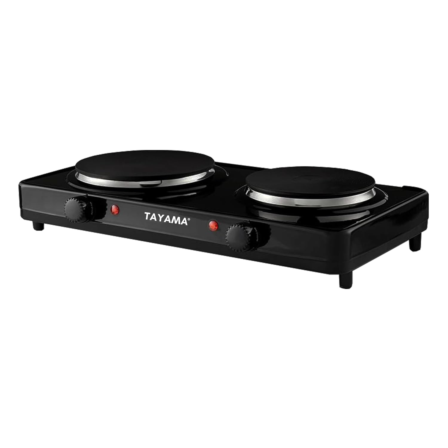 Tayama  Dual Burner Diecast Hot Plate with Temperature Controls, Black
