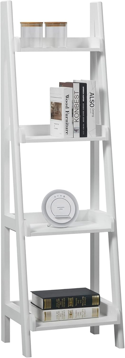 Realspace® 60"H 4-Shelf Narrow Ladder Bookcase, White