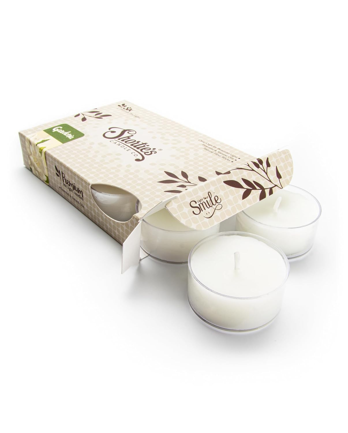 Pure Gardenia Premium Tealight Candles - Highly Scented with Essential & Natural Oils - 6 White Tea Lights - Beautiful Candlelight - Made in The USA - Flower & Floral Collection